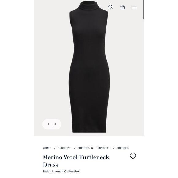 Ralph Lauren Collection Merino Wool Sleeveless Turtleneck Midi Dress Black S - Picture 5 of 5